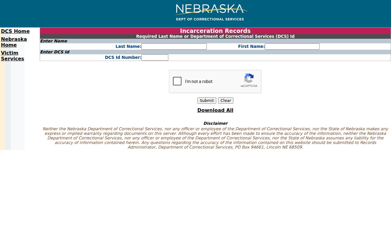 NDCS state prison locator compared with Colfax County arrest booking