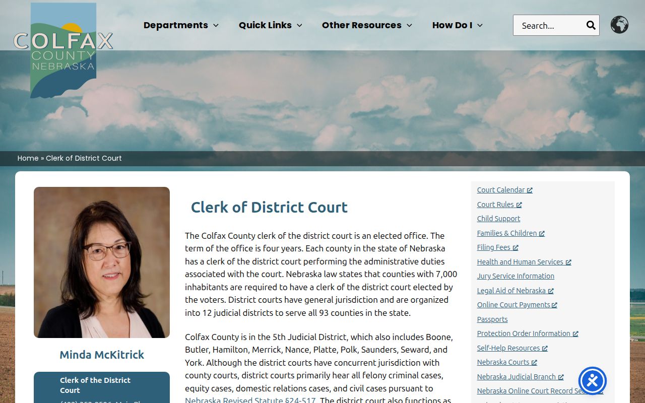 Colfax County District Court Clerk felony criminal case office