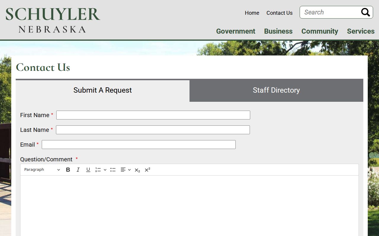 Schuyler criminal record request contact form