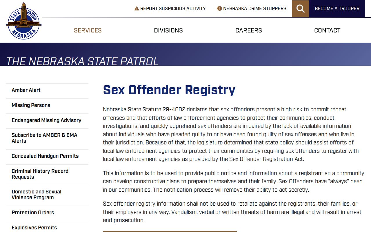 NSP guidance for Colfax County sex offender registration