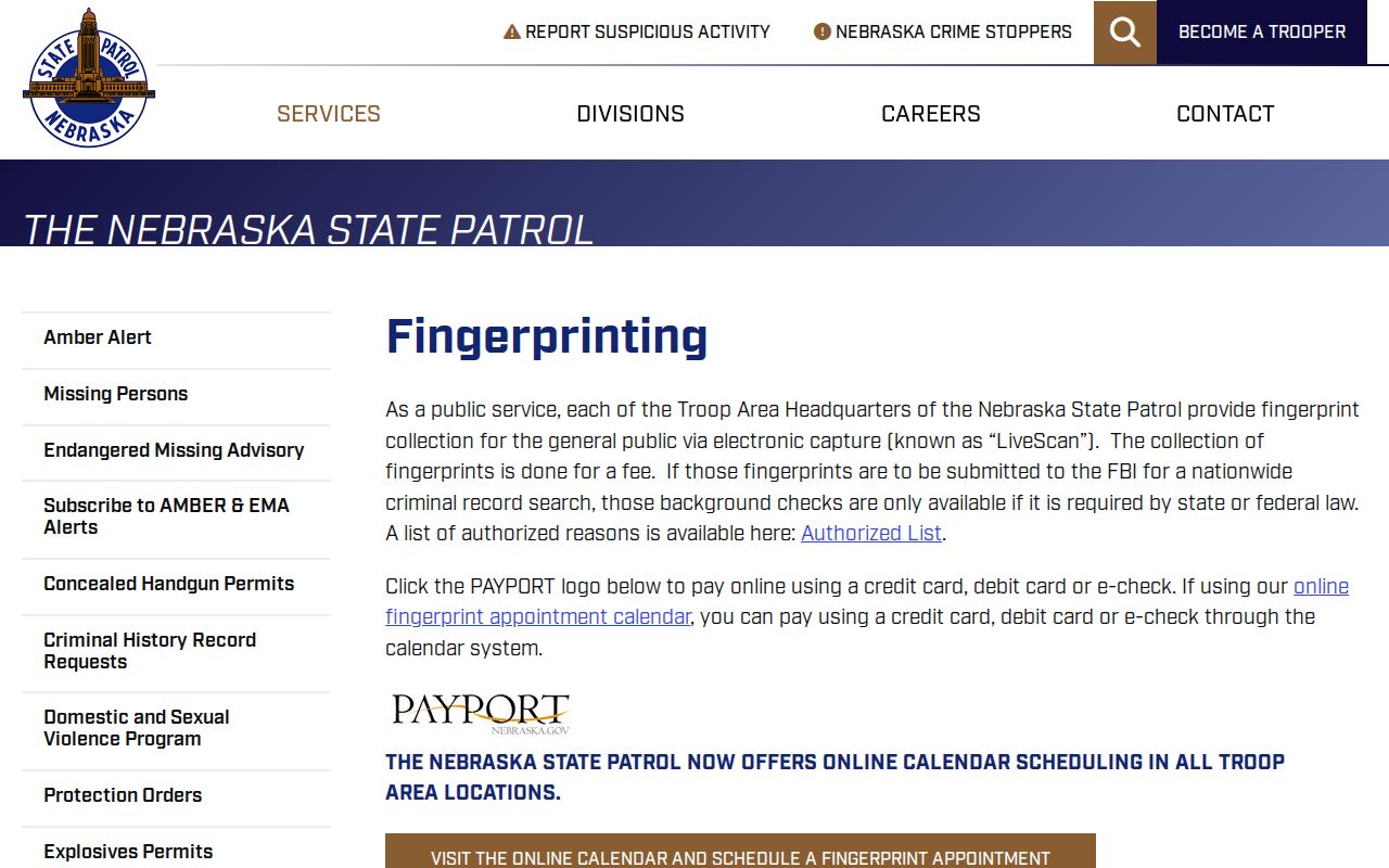 Fingerprint instructions for Colfax County official criminal history checks